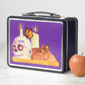 メキシコカラフルの死んだ砂糖スカル メタルランチボックス (インサイチュ)