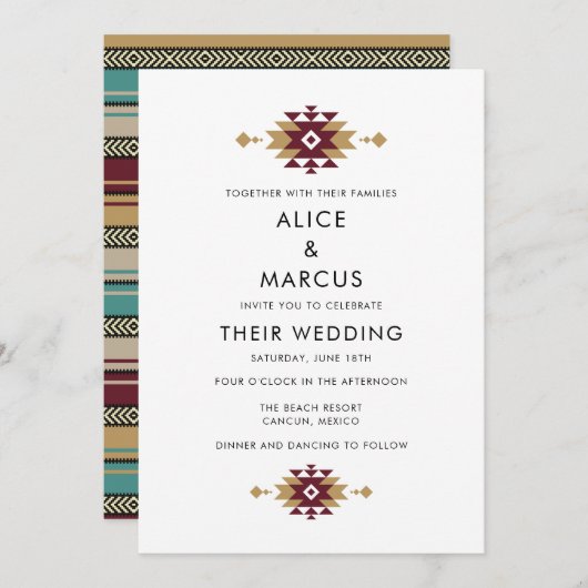 メキシコカラフルサマー結婚砂漠 招待状 (正面/裏面)