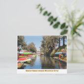 メキシコカラフルシティのソチミルコトラジネラのボート ポストカード (スタンド正面)