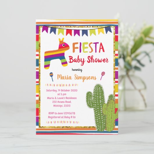 メキシコカラフルピナタベビーシャワー招待状 招待状 (スタンド正面)