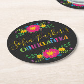 メキシコカラフルフィエスタキンセニェラ ラウンドペーパーコースター (アングル)