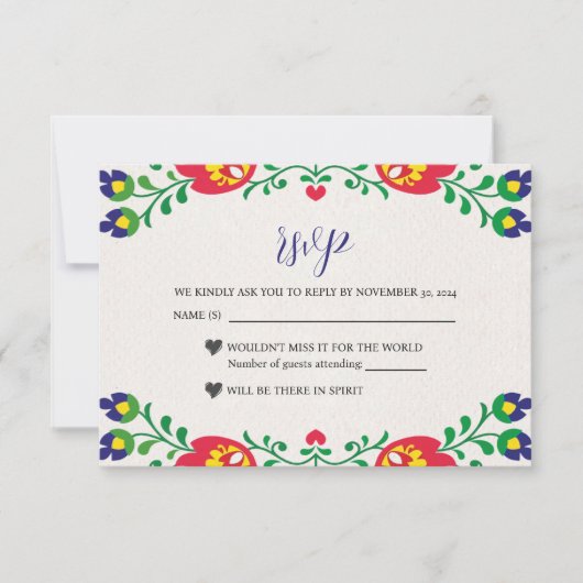 メキシコカラフルフィエスタフローラ結婚植物薬 出欠カード (正面)