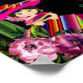 メキシコカラフルフィエスタフローラ誕生日タコバー ポスター (角)