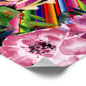 メキシコカラフルフィエスタフローラ誕生日歓迎 ポスター (角)