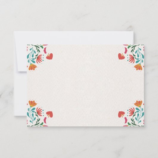 メキシコカラフルフィエスタモダンフローラ結婚ボダ セーブザデート (裏面)