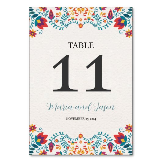 メキシコカラフルフィエスタ結婚フローラ テーブルナンバー (正面)