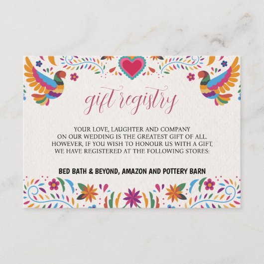 メキシコカラフルフィエスタ花結婚植物園 エンクロージャーカード (正面)