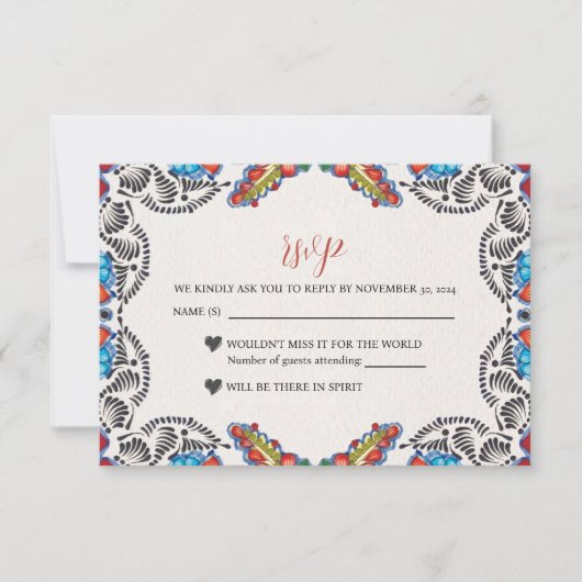 メキシコカラフルフィエスタ花結婚植物園 出欠カード (正面)