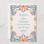 メキシコカラフルフローラ花ボダ結婚ズ 招待状 (正面)