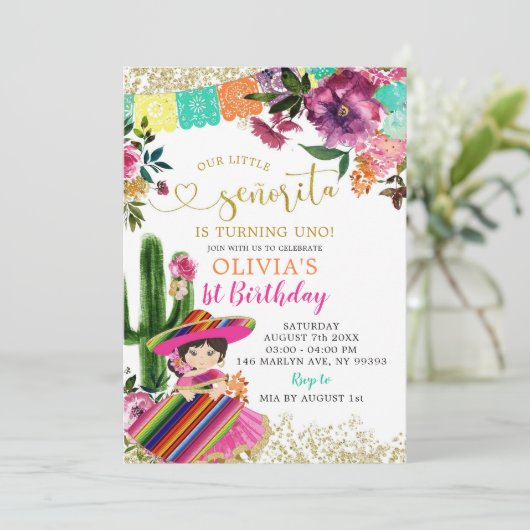 メキシコカラフルンセノリタファースト誕生日 招待状 (スタンド正面)