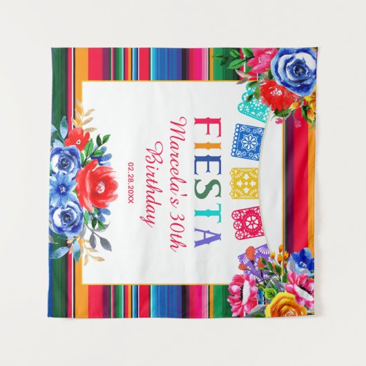 メキシコカラフルンセラペフローラフェスタ タペストリー (正面(横))