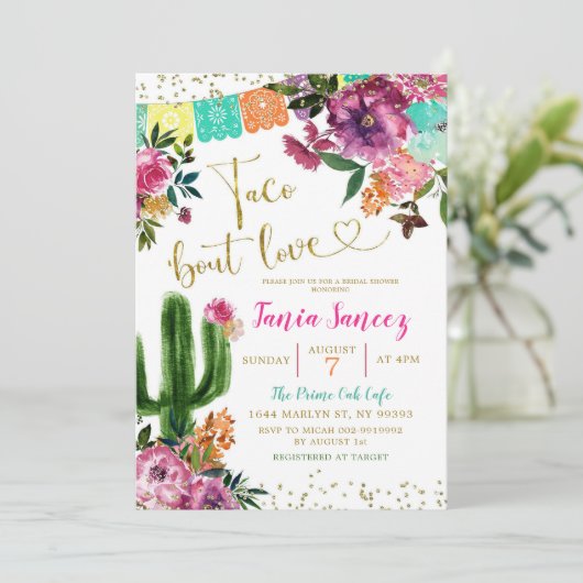メキシコカラフルンタコの恋ブライダルシャワー 招待状 (スタンド正面)