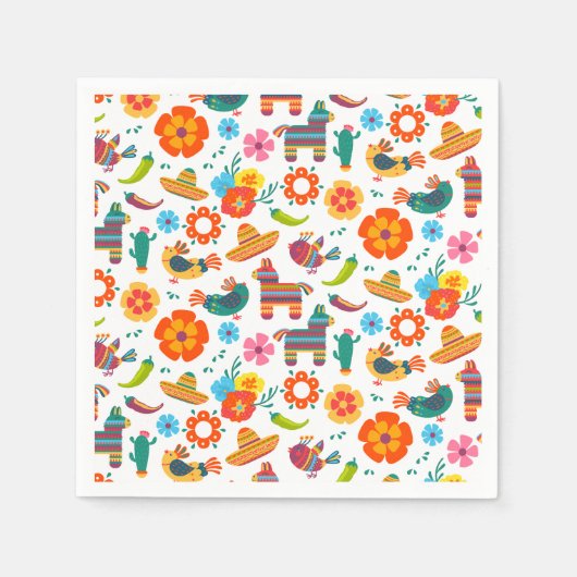 メキシコカラフルンフィエスタイベントパーティー スタンダードカクテルナプキン (正面)