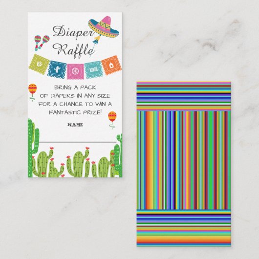 メキシコカラフルンフィエスタサボスおむつラッフル エンクロージャーカード (正面/裏面)