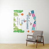 メキシコカラフルンフィエスタサボテン赤ちゃんシャワー タペストリー (インサイチュ(横))