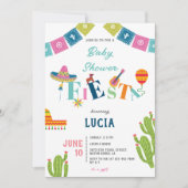 メキシコカラフルンフィエスタサボテン赤ちゃんシャワー 招待状 (正面)