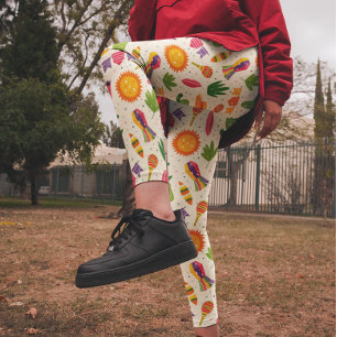 メキシコカラフルンフィエスタサボパターン レギンス