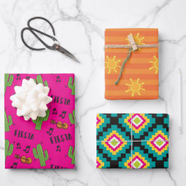メキシコカラフルンフィエスタパターン ラッピングペーパーシート