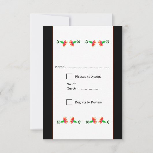 メキシコカラフルンフィエスタパーティー花黒 出欠カード (裏面)