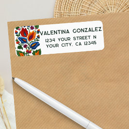 メキシコカラフルンフィエスタフォークアートフローラ刺繍 ラベル