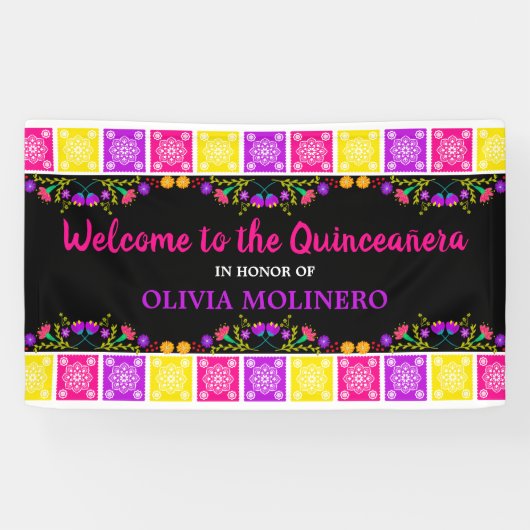 メキシコカラフルンフィエスタフローラキンセアニェラへようこそ 横断幕 (横)