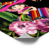 メキシコカラフルンフィエスタフローラ誕生日ゲストブック ポスター (角)