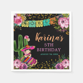 メキシコカラフルンフィエスタフローラ誕生日紙 スタンダードカクテルナプキン