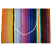 メキシコカラフルンフィエスタブランケットデザイン ラージペーパーバッグ (正面)