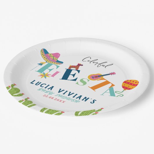 メキシコカラフルンフィエスタベビーシャワーパーティー ペーパープレート (アングル)