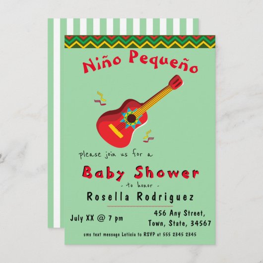 メキシコカラフルンフィエスタボーイベビーシャワー招待状 招待状 (正面/裏面)