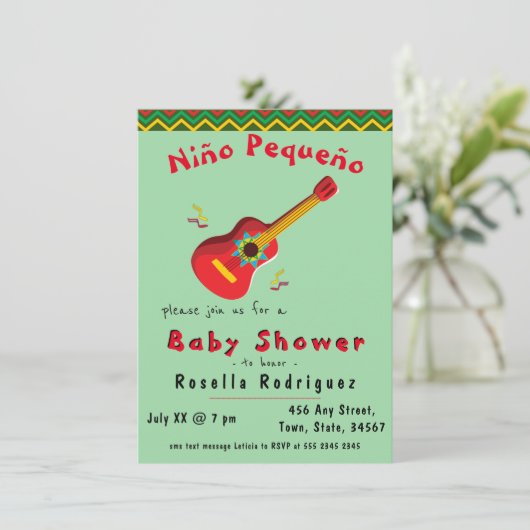 メキシコカラフルンフィエスタボーイベビーシャワー招待状 招待状 (スタンド正面)