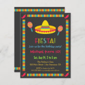 メキシコカラフルンフィエスタ子供の誕生日パーティー 招待状 (正面/裏面)