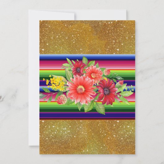 メキシコカラフルンフィエスタ誕生日レッドガール 招待状 (裏面)