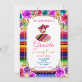 メキシコカラフルンフィエスタ誕生日金ゴールドガール 招待状 (正面)