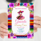 メキシコカラフルンフィエスタ誕生日金ゴールドガール 招待状