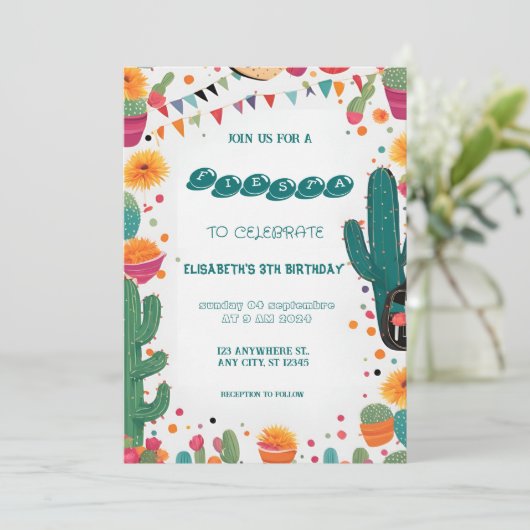 メキシコカラフルンフィエスタ誕生日 招待状 (スタンド正面)