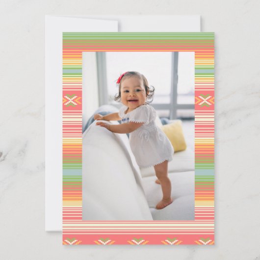 メキシコカラフルンフォトフィエスタファースト誕生日 招待状 (裏面)