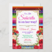 メキシコカラフルンフラワーフィエスタカップルシャワー 招待状 (正面)