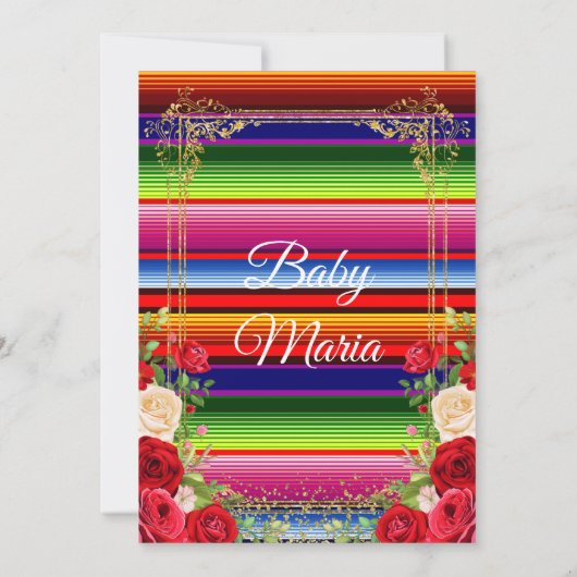 メキシコカラフルンフラワーフィエスタカップルシャワー 招待状 (裏面)