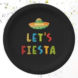 メキシコカラフルンレッツフィエスタブラック ペーパープレート