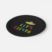メキシコカラフルンレッツフィエスタブラック ペーパープレート (アングル)