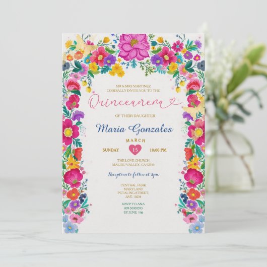 メキシコカラフルン花フローラキンセアニラ 招待状 (スタンド正面)