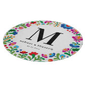 メキシコカラフル刺モノグラムのしゅう結婚の カッティングボード (角)