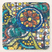 メキシコカラフル陶器写真美術南西 スクエアペーパーコースター (正面)
