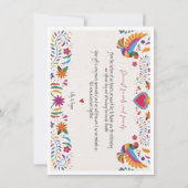 メキシコカラフル鳥ブライダルありがとう ノートカード (裏面)
