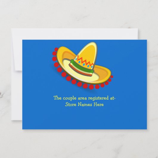 メキシコカラフル·フィエスタ·カップルズ·ウェディングシャワー 招待状 (裏面)