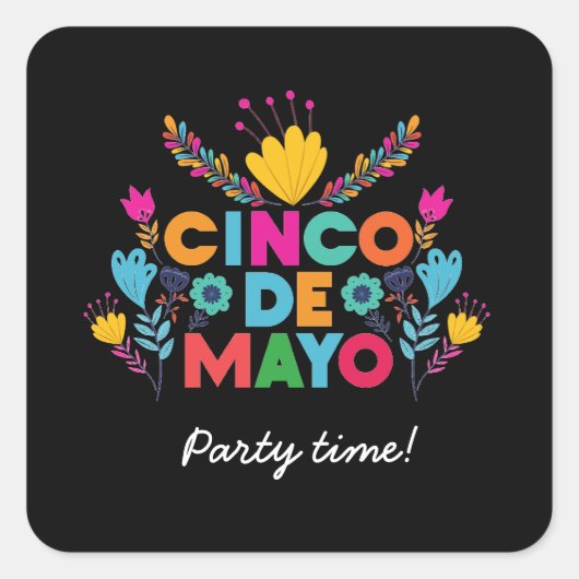 メキシコカラフルCinco de Mayo スクエアシール (正面)