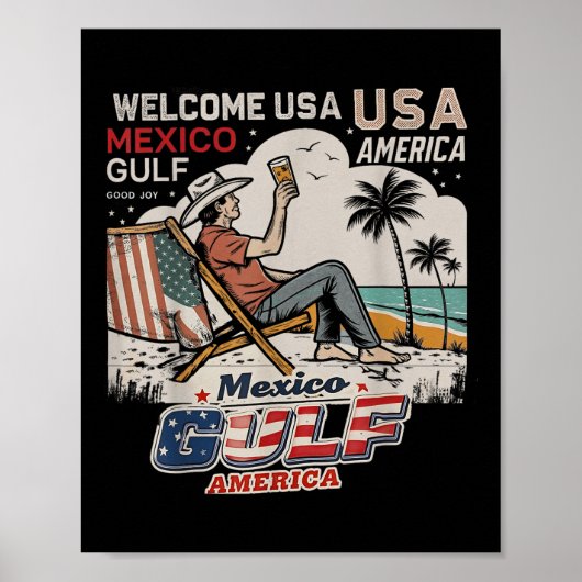 メキシコガルフアメリカ米国国旗アメリカ国旗 ポスター (正面)