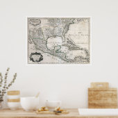 メキシコキューバ・フロリダ州&アメリカの地図1703 ポスター (キッチン)