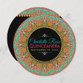 メキシコキンセアニェラパール金ゴールドひまわり誕生日 招待状 (正面/裏面)